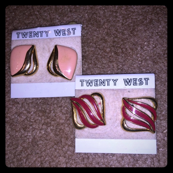 2 pairs! NWT Vintage Twenty West earrings 80s - Picture 1 of 6